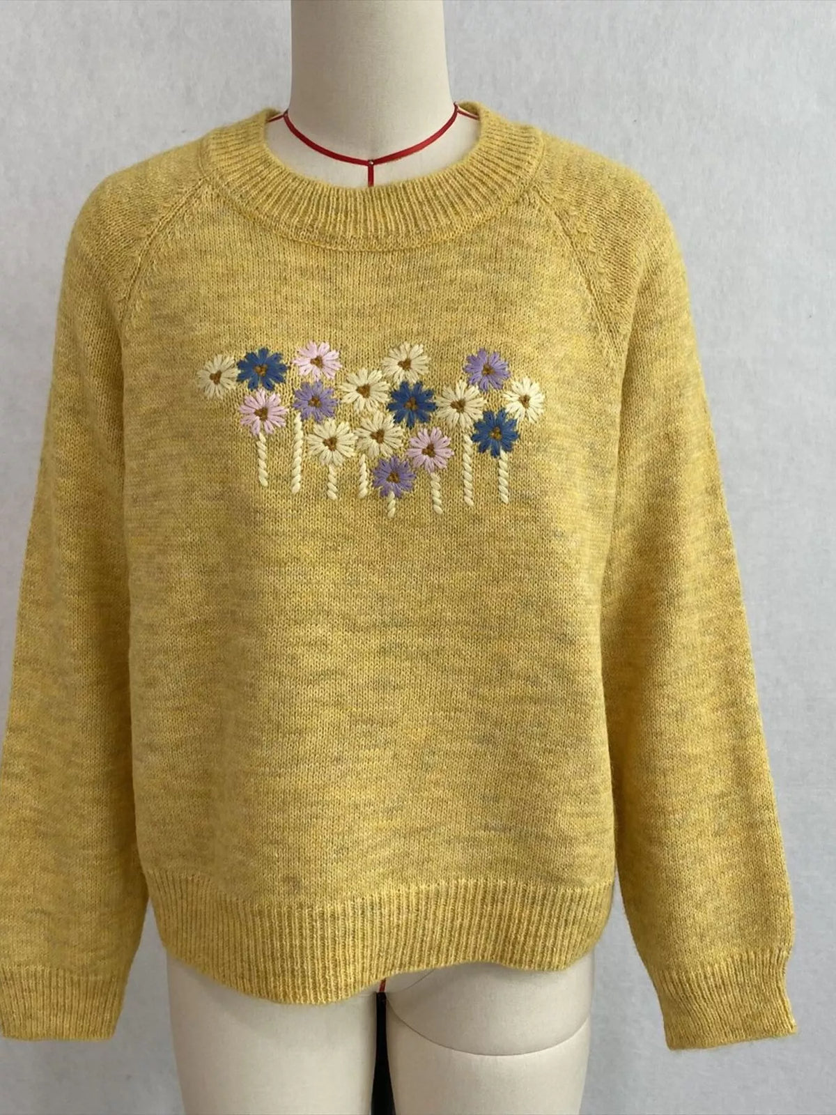 Floral Embroidered Round Neck Sweater