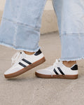 Leah Striped Lace Up Flat Sneakers