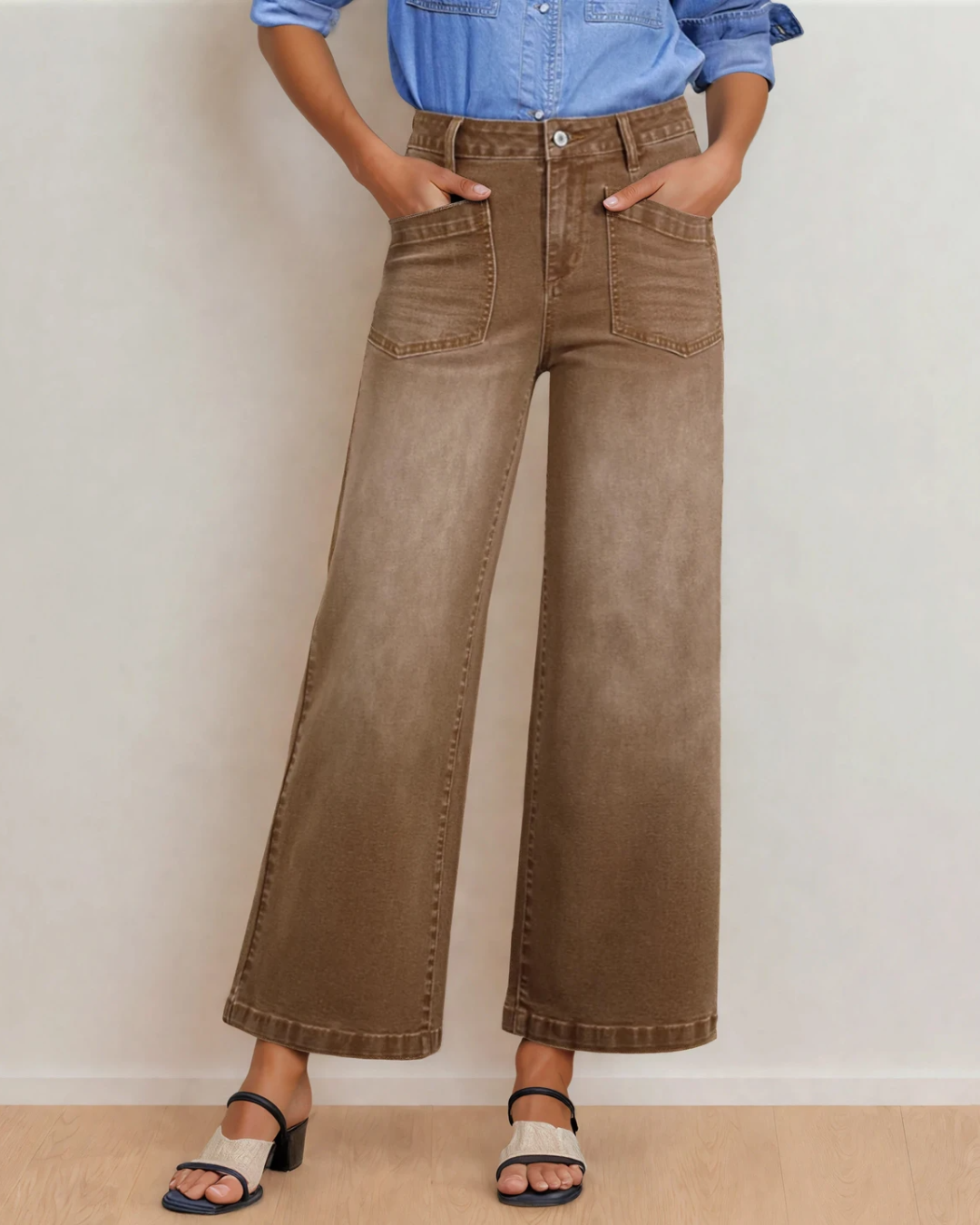 Belinda Minimalist Patch Pocket High Waist Shift Jeans