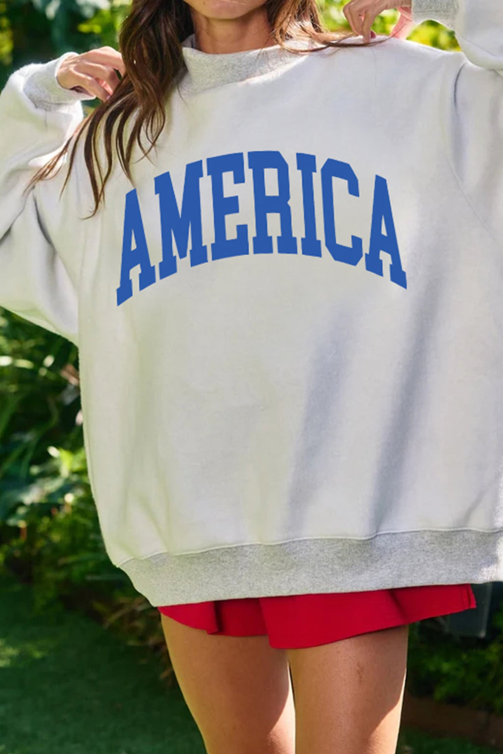 Dark Blue Mock Neck Reversible USA/America Graphic Sweatshirt