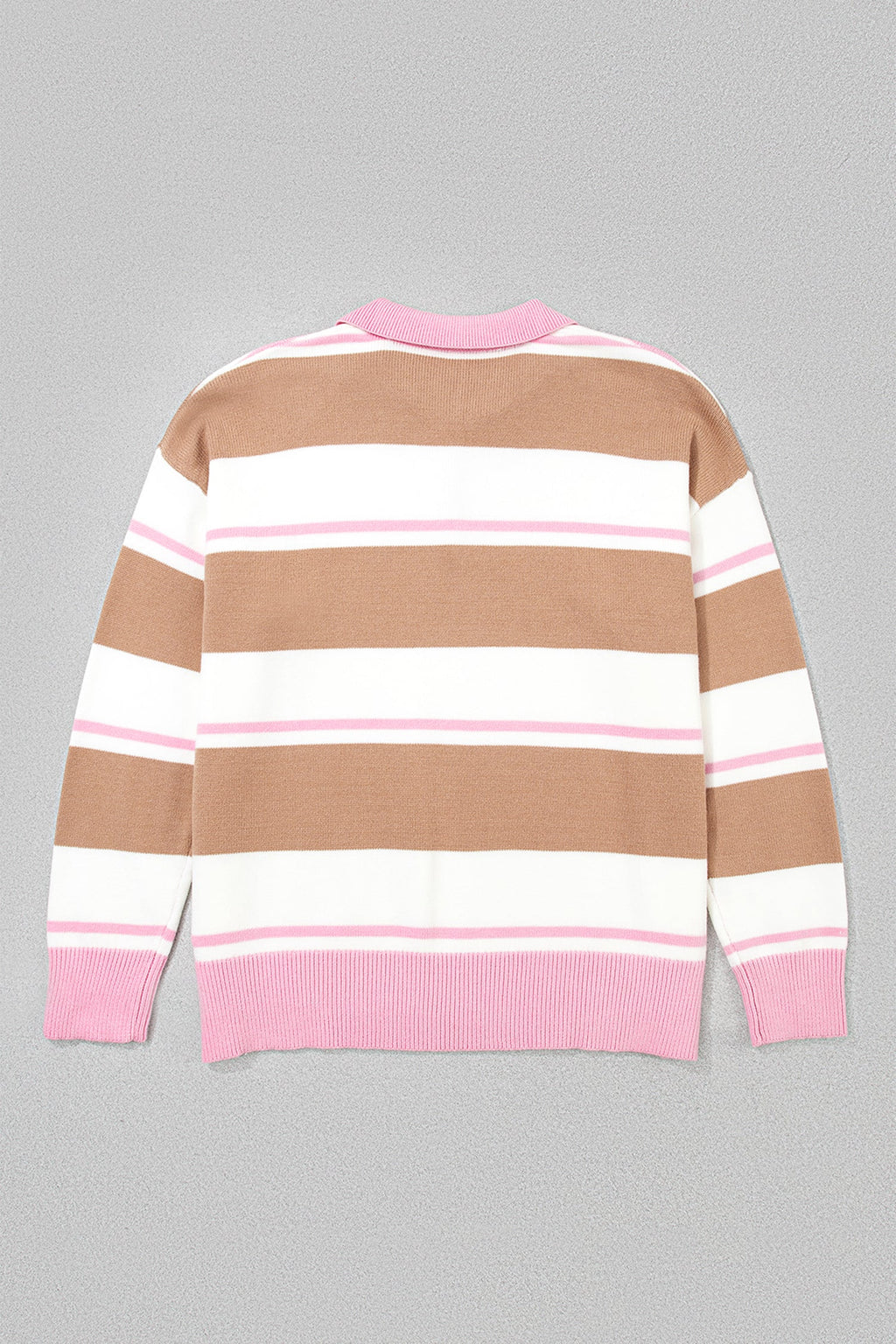 Stripe Colorblock V-Neck Long Sleeve Tunic Sweater