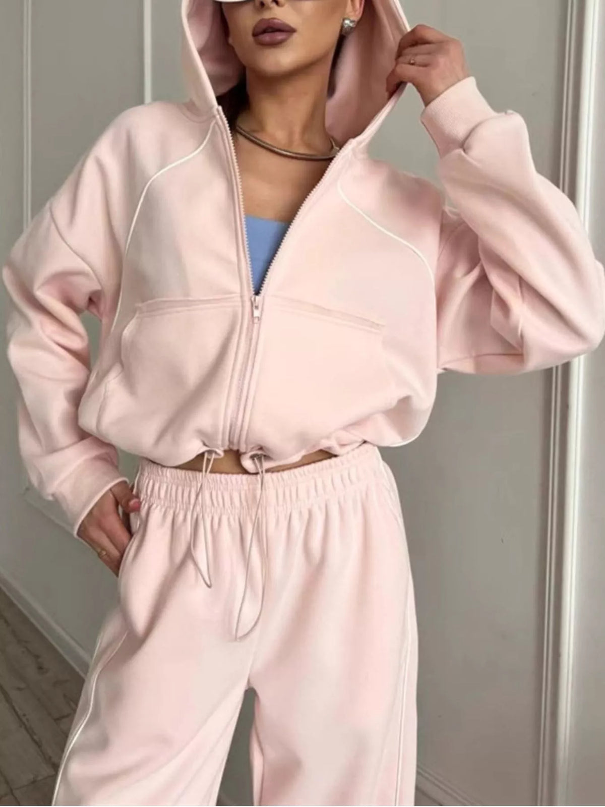 Fleece Zip-Up Hoodie and Joggers Set