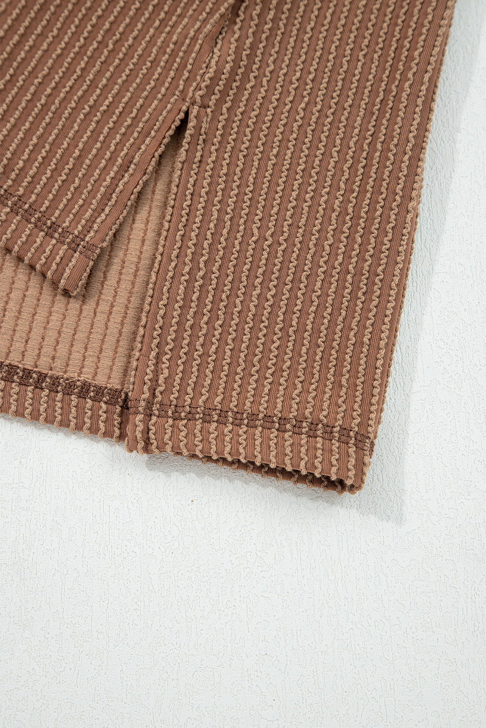 Solid Corded Knit Long Sleeve Top