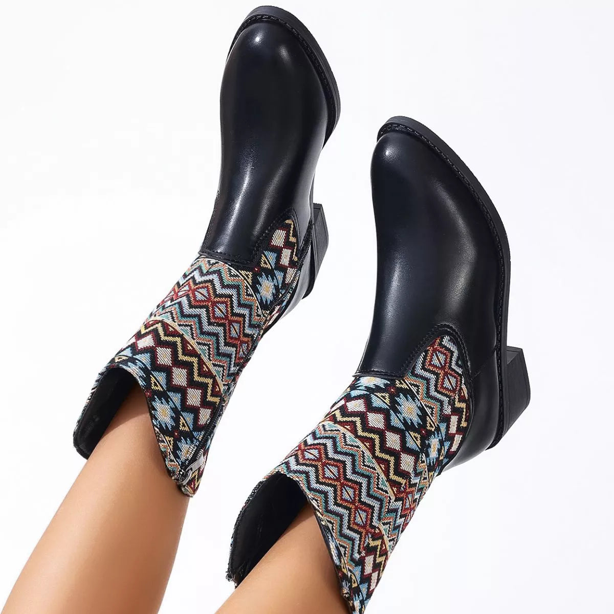Point Toe Block Heels Boots
