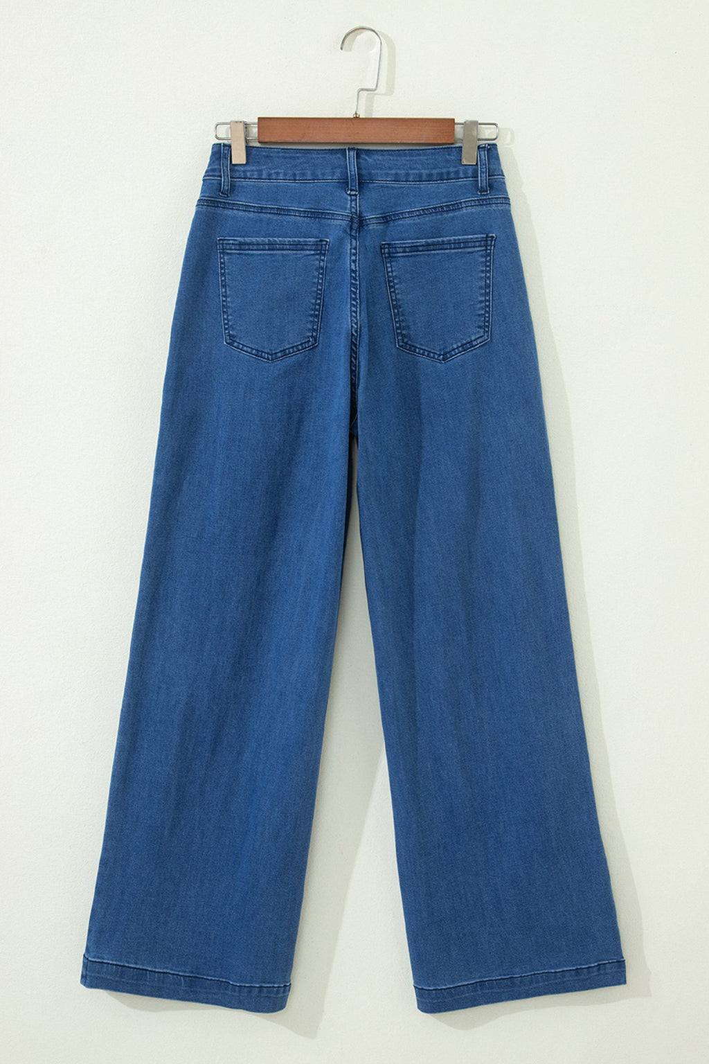 Dusk Blue Lace-up Pull on Wide Leg Jeans