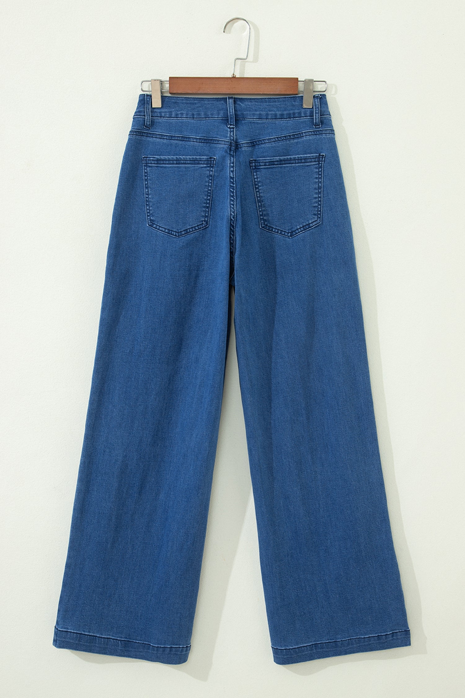 Dusk Blue Lace-up Pull on Wide Leg Jeans