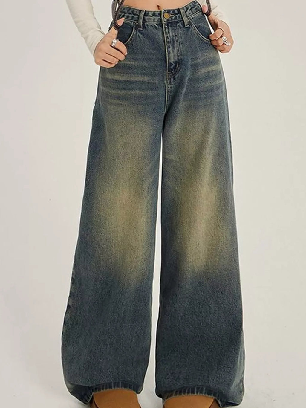 Full Size High-Waisted Wide-Leg Jeans Plus Size
