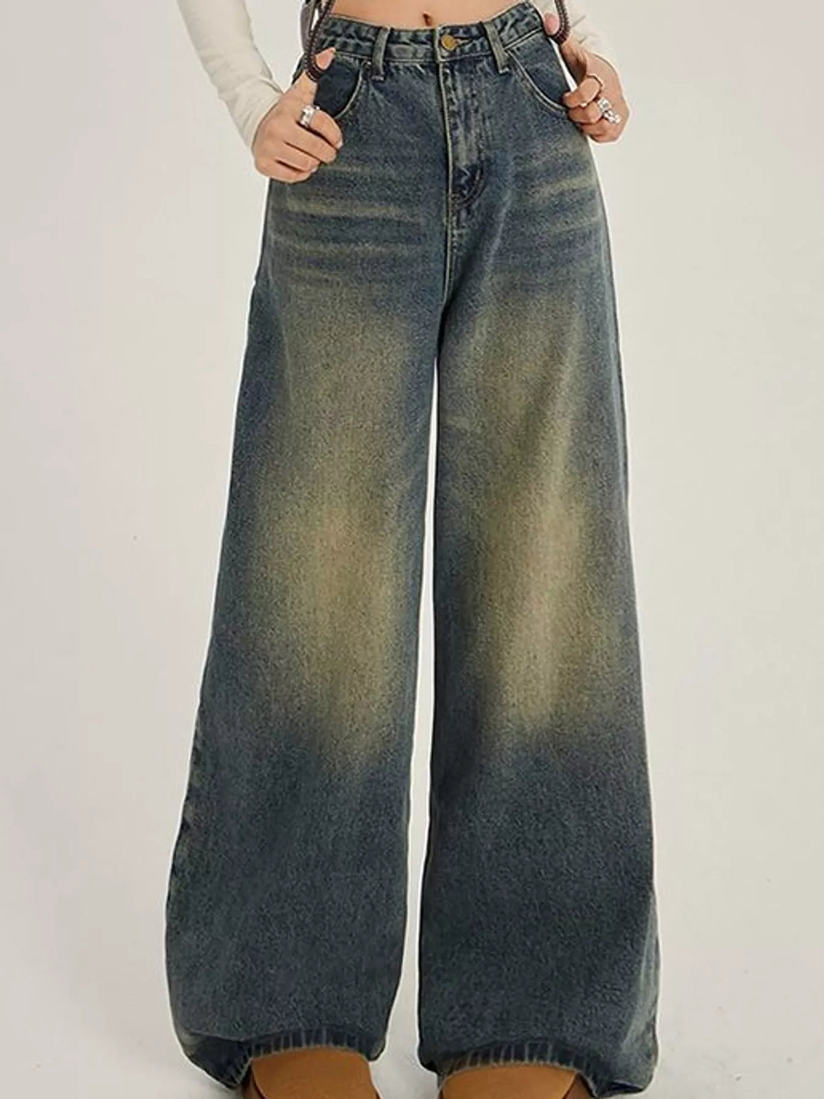 Full Size High-Waisted Wide-Leg Jeans Plus Size