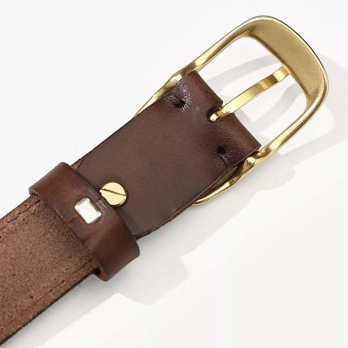 Cowhide Leather Belt with Golden Buckle
