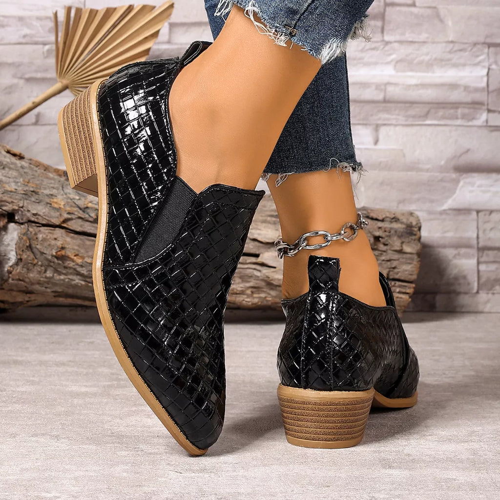 Point Toe Block Heels Ankle Boots