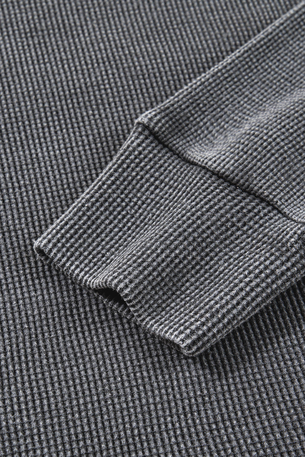 Waffle Knit Patchwork Long Sleeve Top