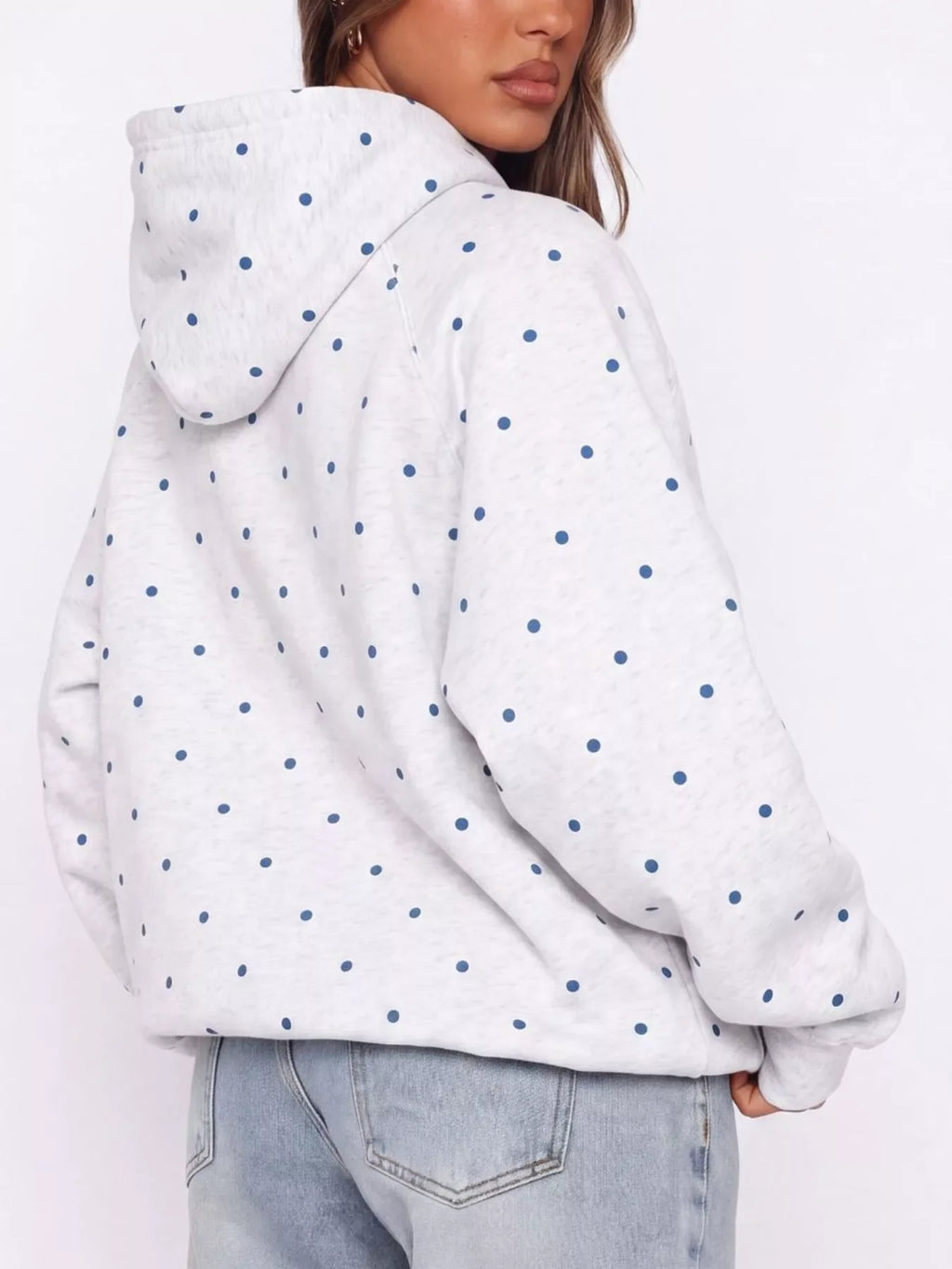 Polka Dot Raglan Sleeve Hoodie
