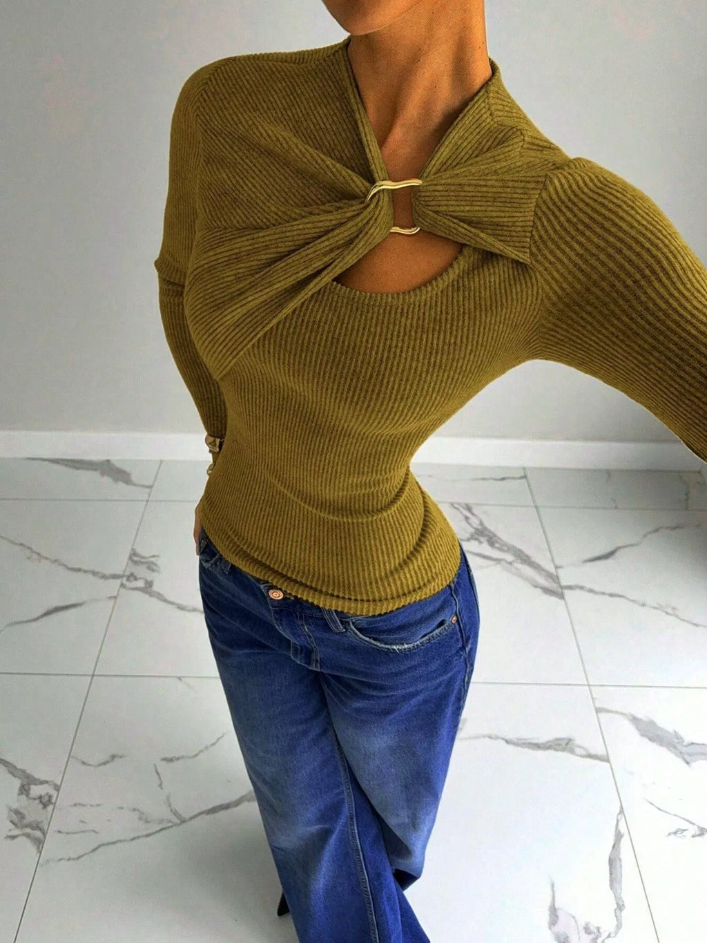 Gold Ring Cutout Detail Top
