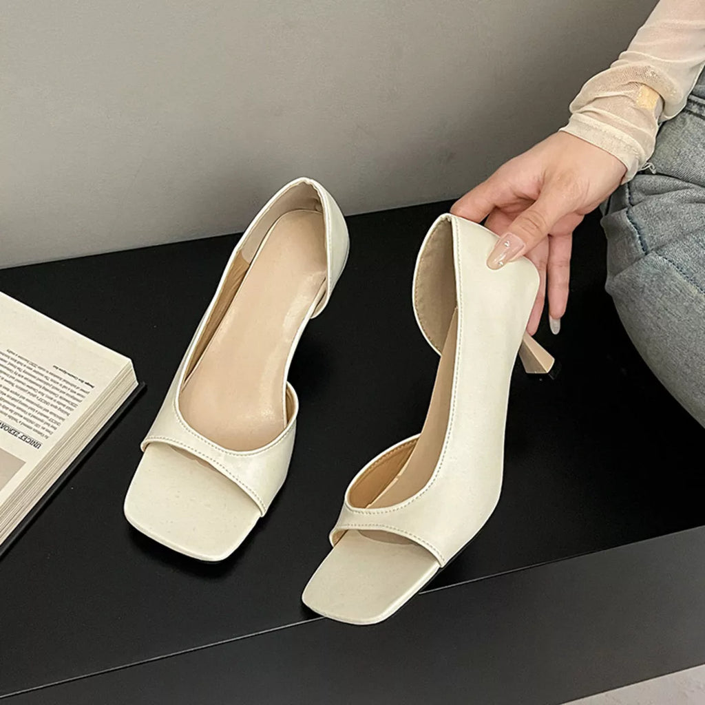 Open Toe Flare Heels Sandals