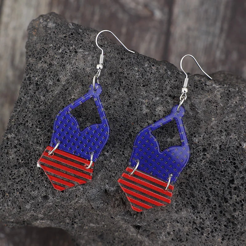 US Flag Pattern Acrylic Drop Earrings