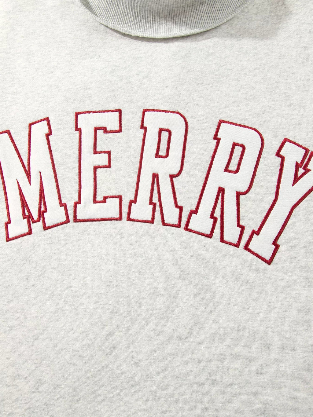MERRY Embroidered Letter High Neck Tunic Pullover Sweatshirt