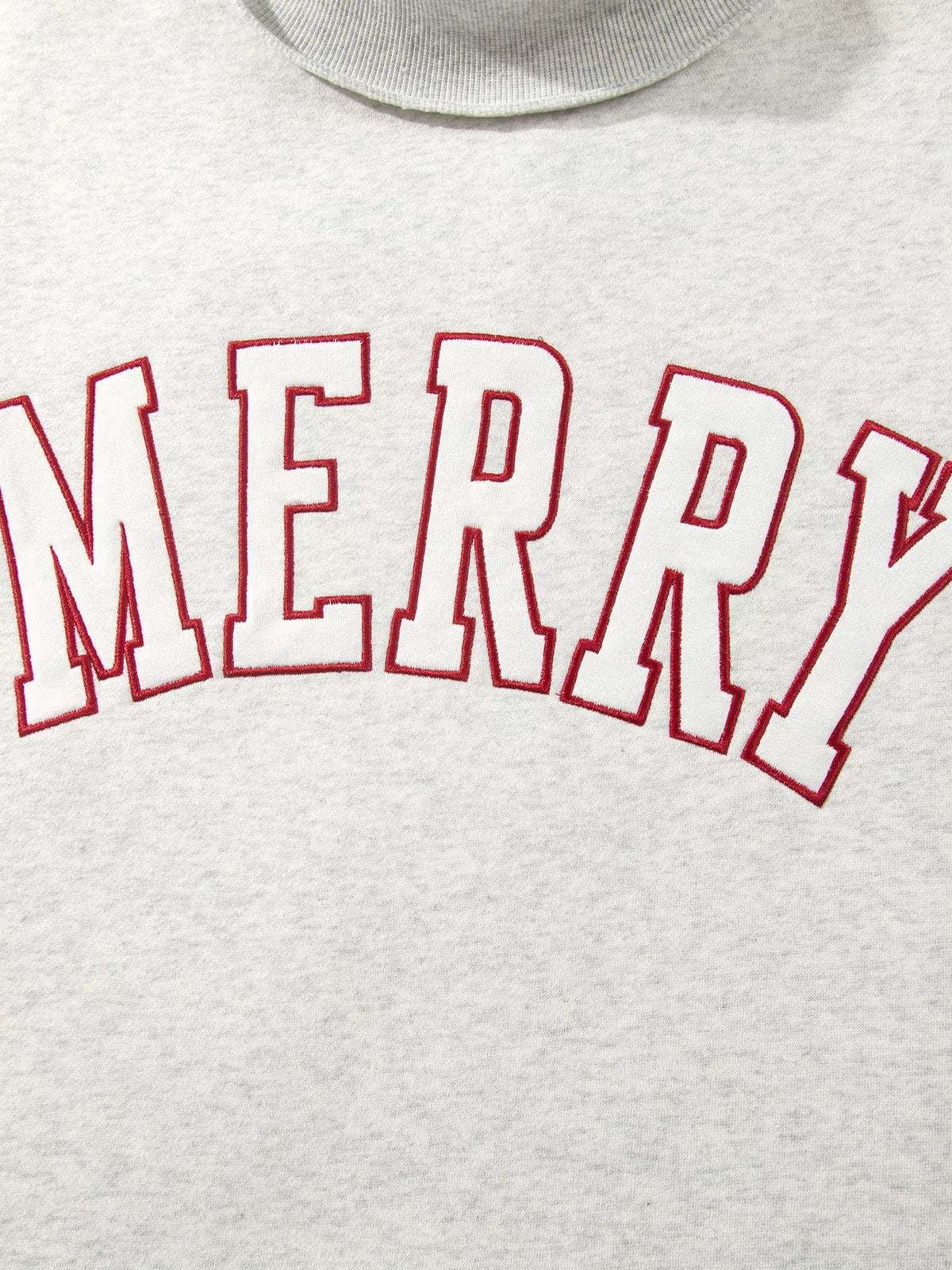 MERRY Embroidered Letter High Neck Tunic Pullover Sweatshirt