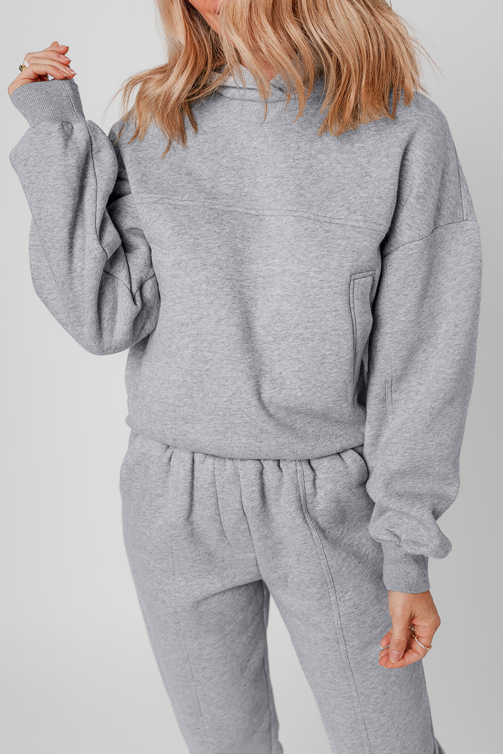 Solid Reverse Seams Hoodie and Joggers Set