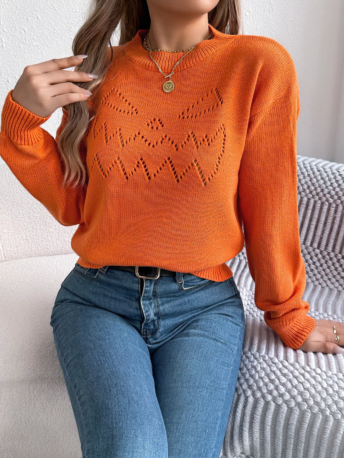 Halloween Pumpkin Face Knit Top