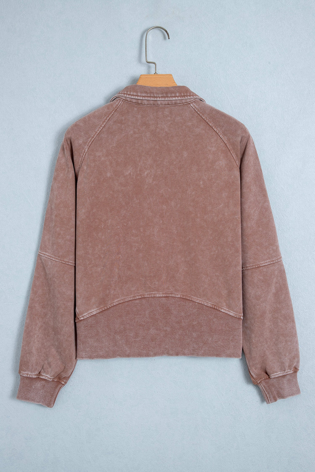 Mineral Wash Half-Zip Ribbed Hem Sweatshirt