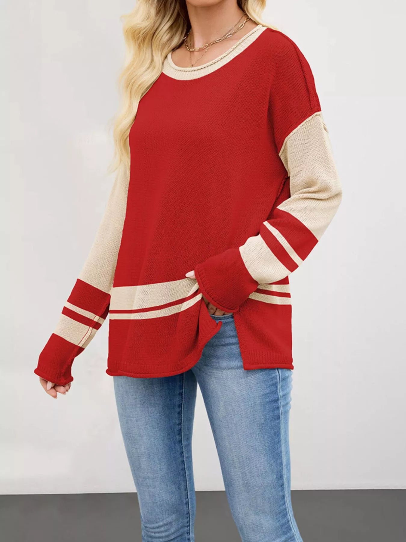 Striped Dropped Shoulder Sweater