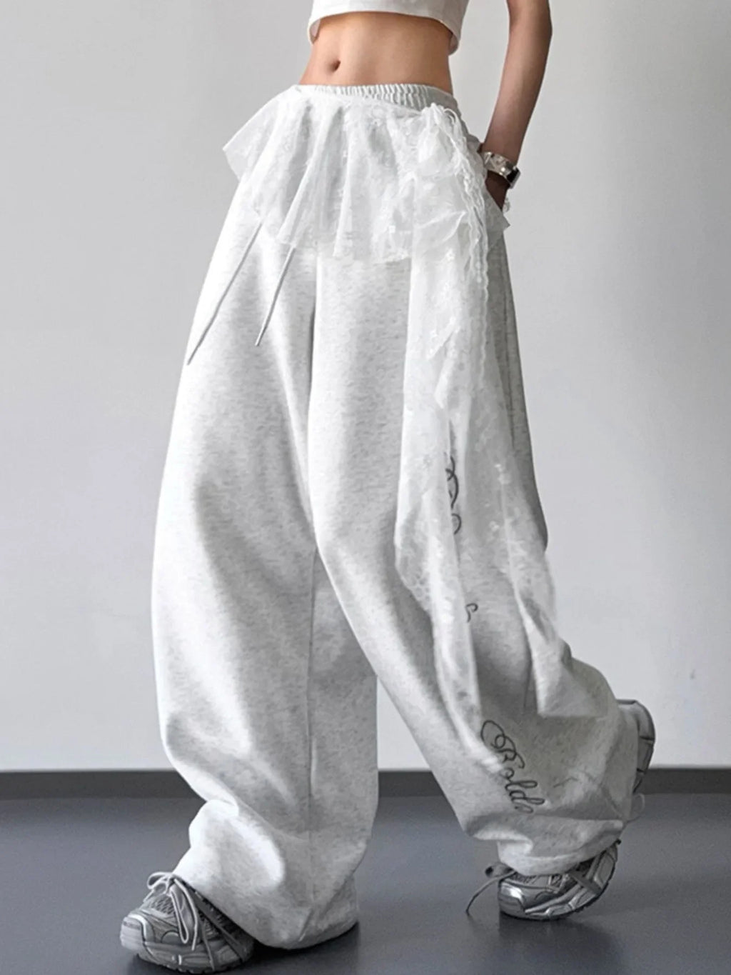 Loose Fit Drawstring Wide Leg Pants