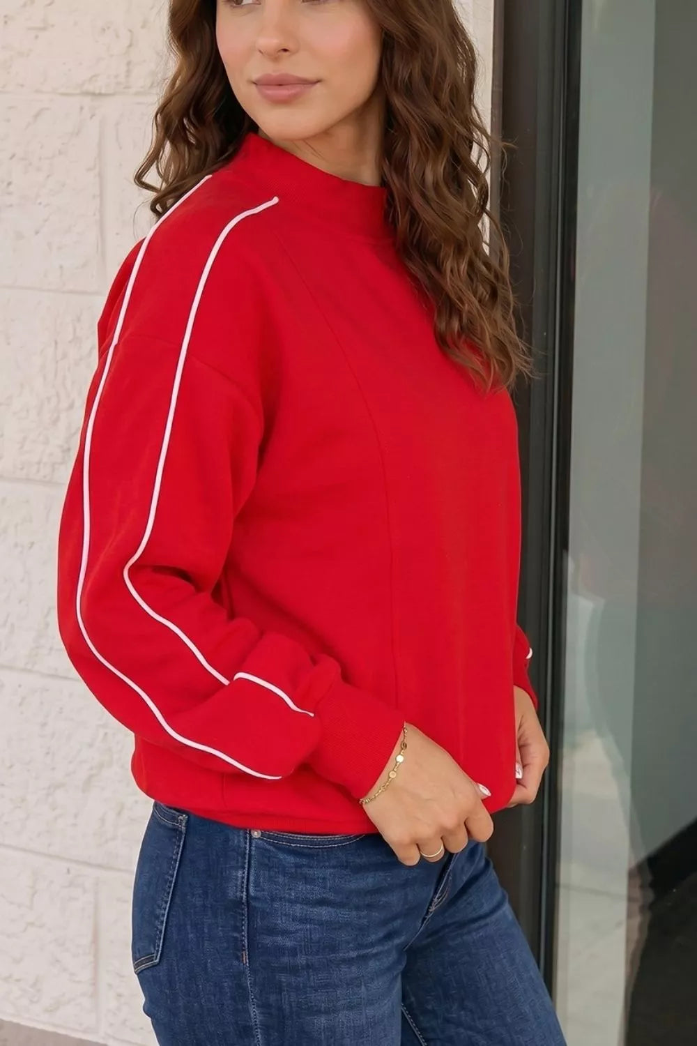 Stand Neck Long Sleeve Regular Fit Sweatshirt