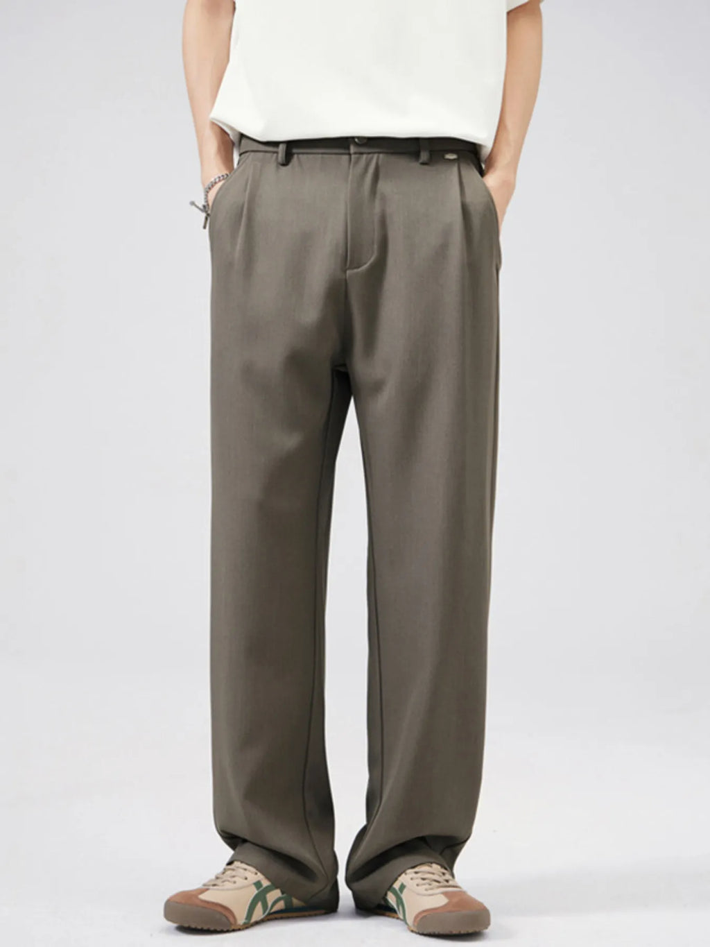 Men's Full Size Wide Leg Pleated Pants Plus Size