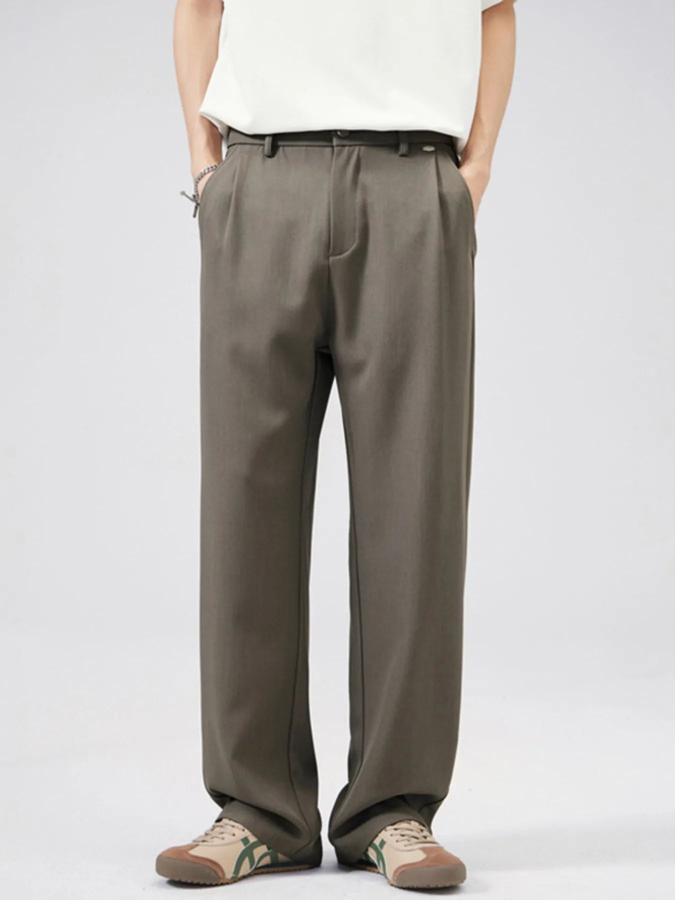 Men's Full Size Wide Leg Pleated Pants Plus Size