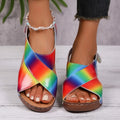 Colorful Cutout Wedge Sandals