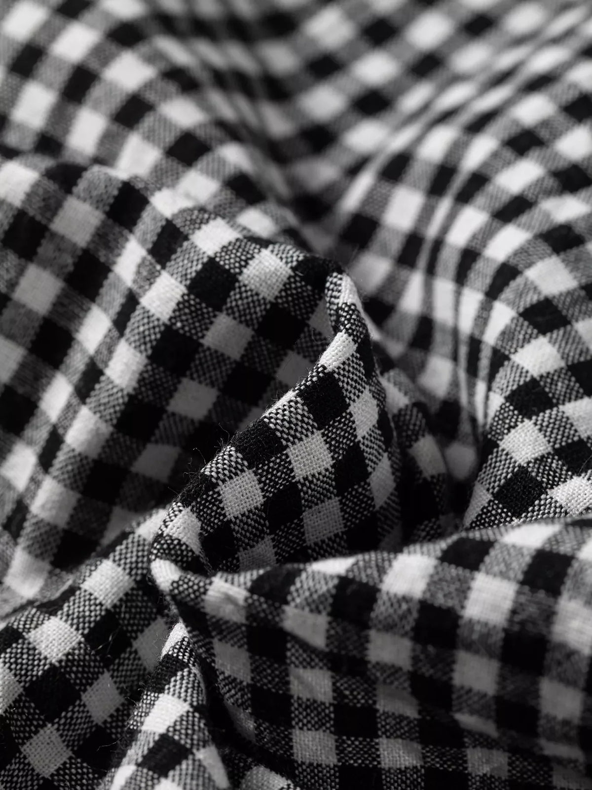 Plaid Shirred Cuff Long Sleeve Round Neck Blouse