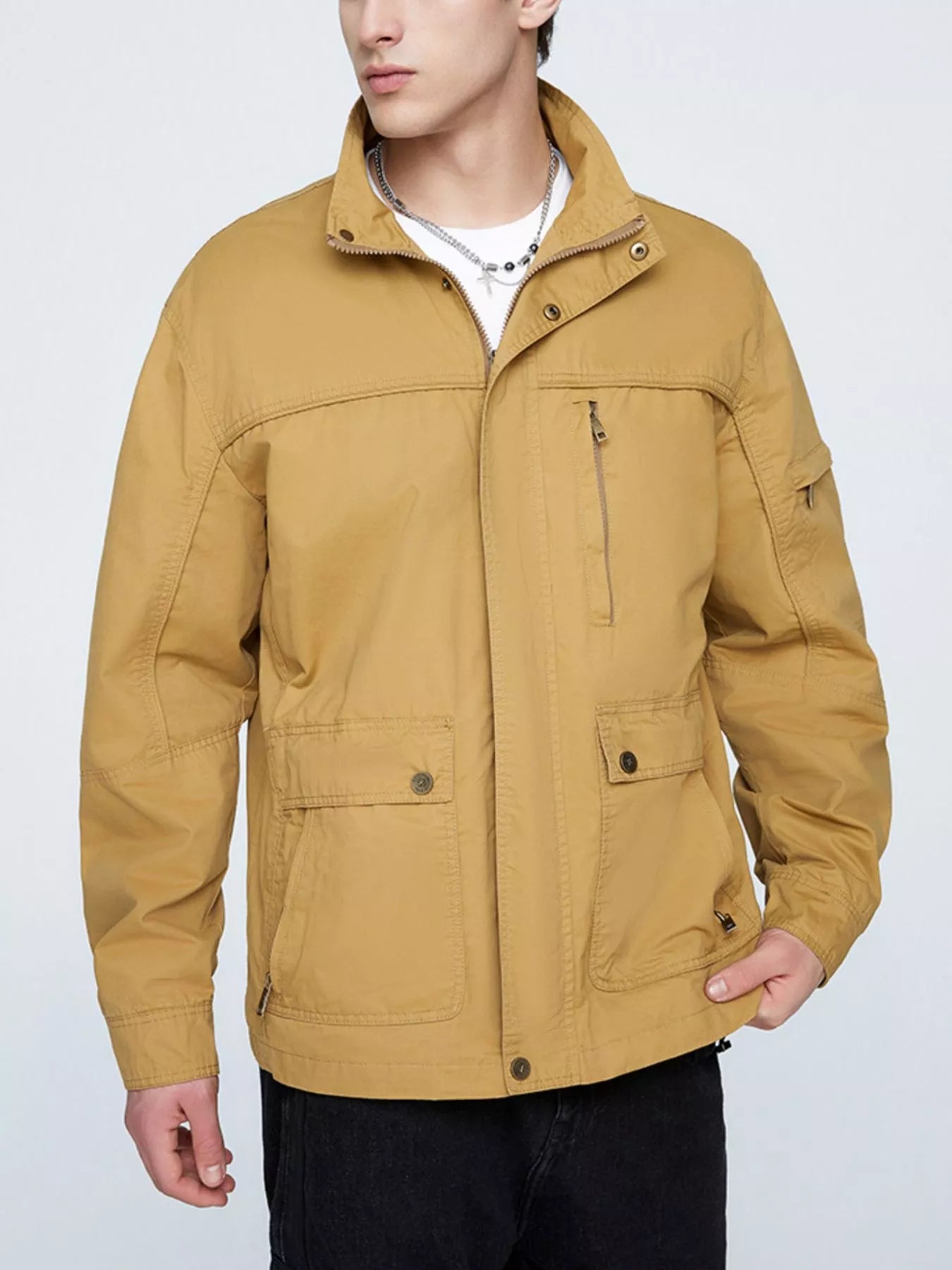 Men's Plus Size Casual Zip Up Lightweight Jacket