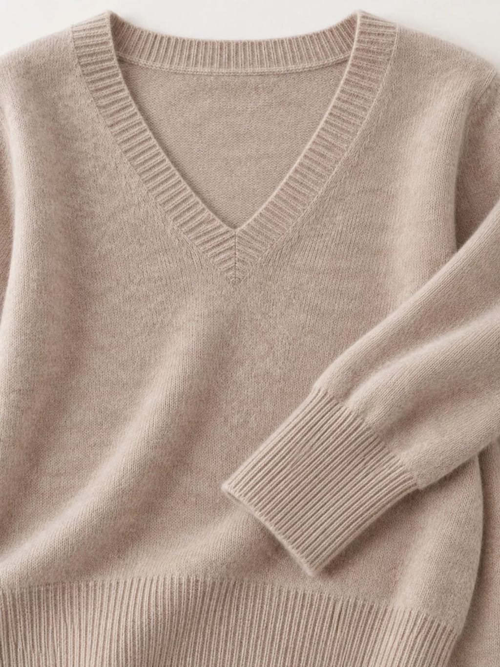 V-Neck Solid Color Sweater