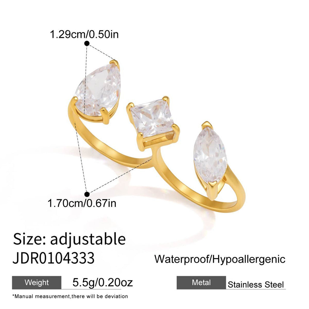Three Stone Open Ring