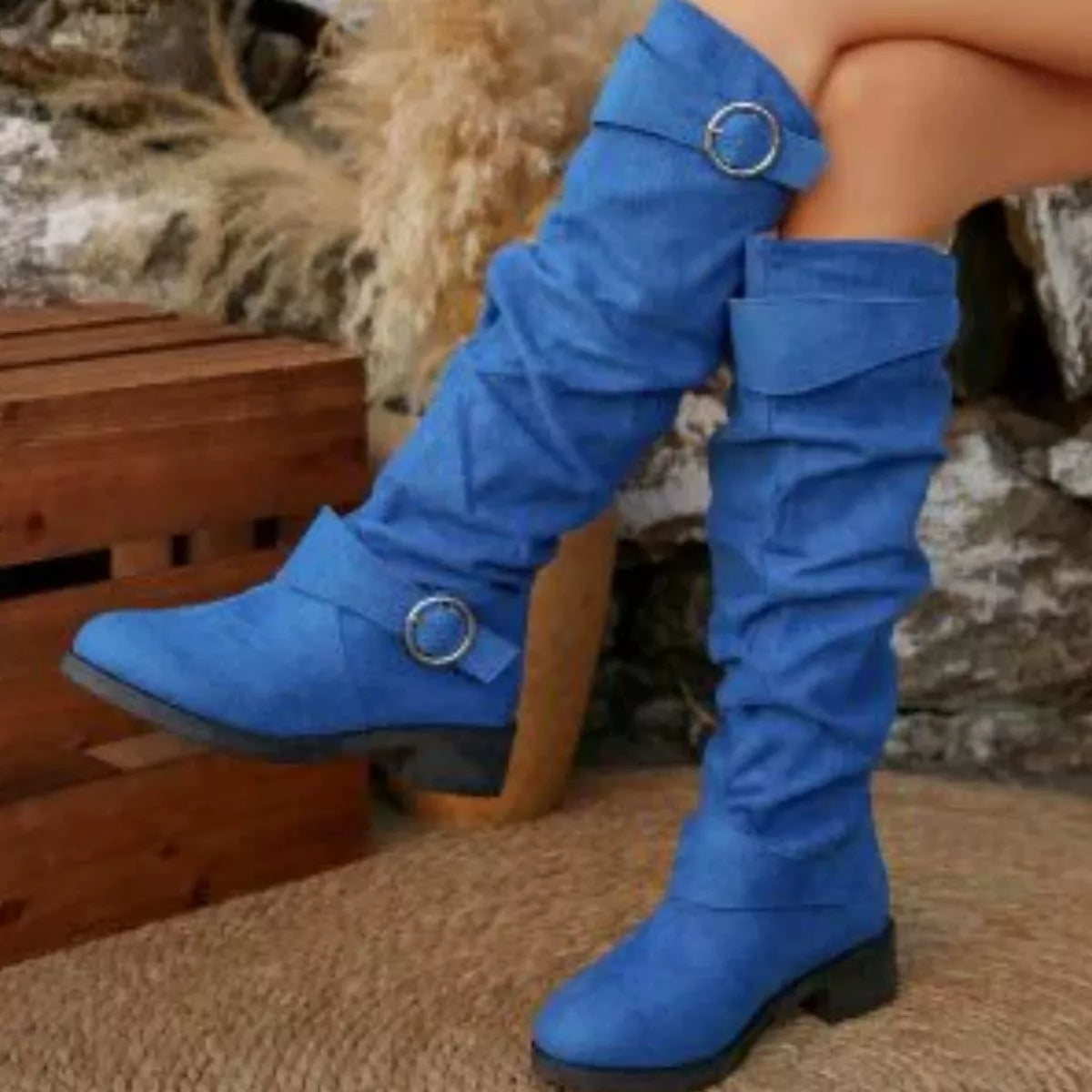 Buckle Accent Slouch Boots