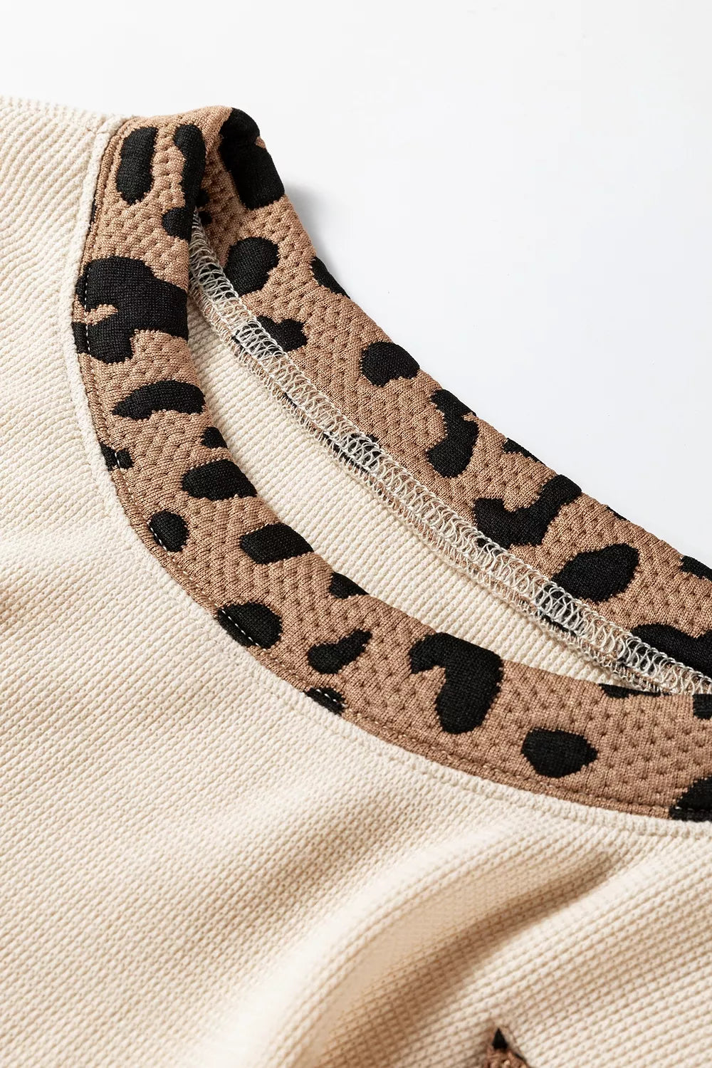Contrast Leopard Star Patchwork Detail Raw Seam Baggy Sweatshirt