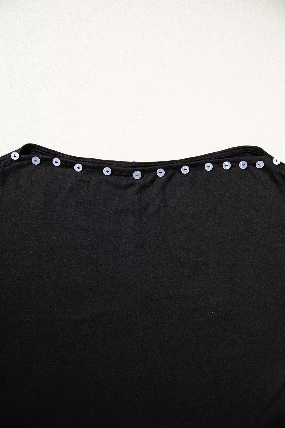 3/4 Sleeve Button Detail Off Shoulder Top