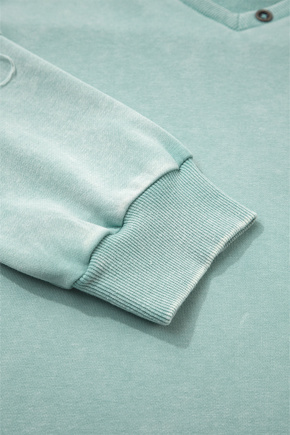 Mineral Wash Reverse Seam Buttoned V-Neck Top