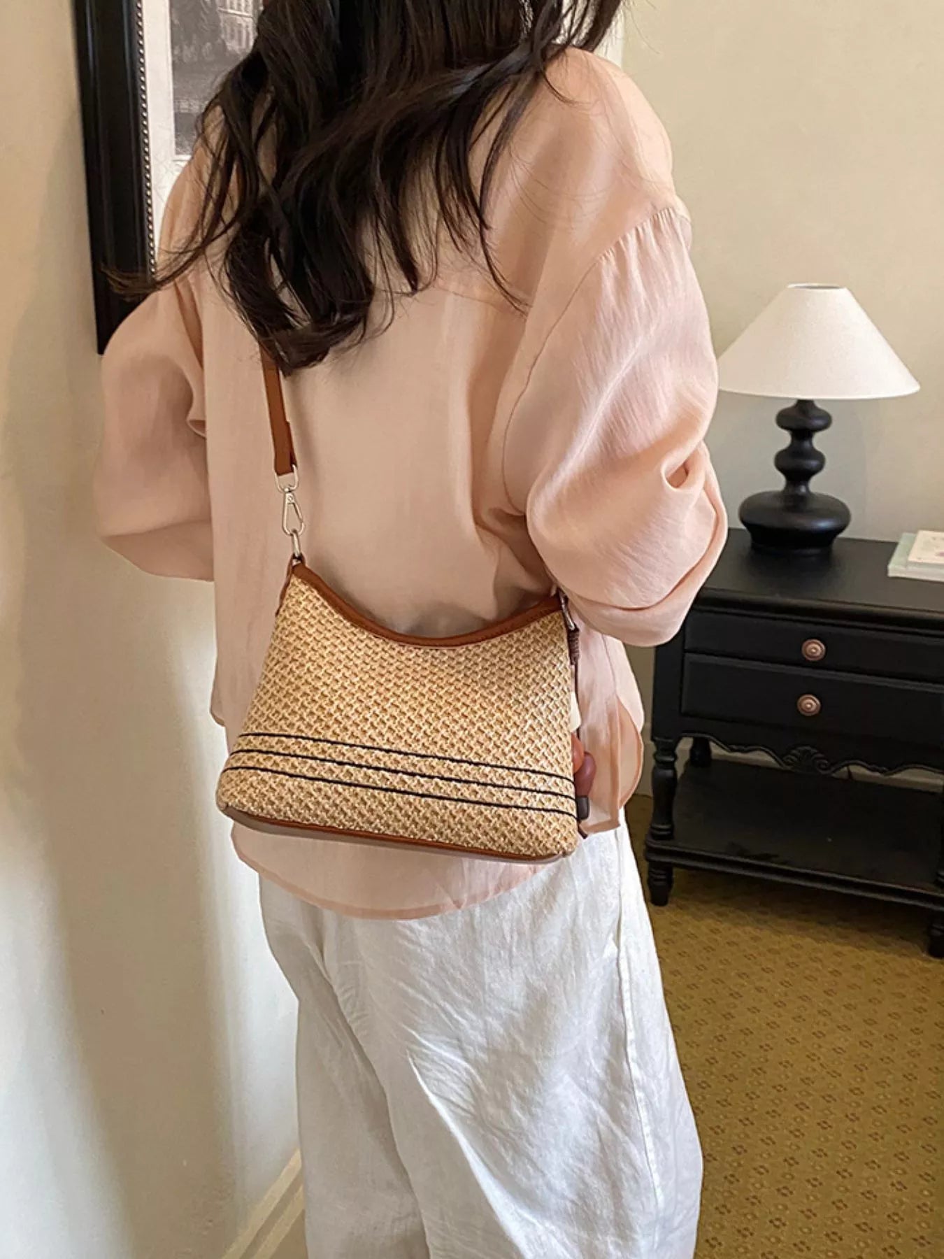 Woven Straw Crossbody Bag