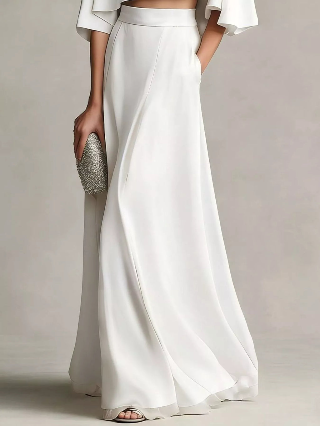 Full Size Satin Crop Top and Maxi Skirt Two-Piece Set Plus Size