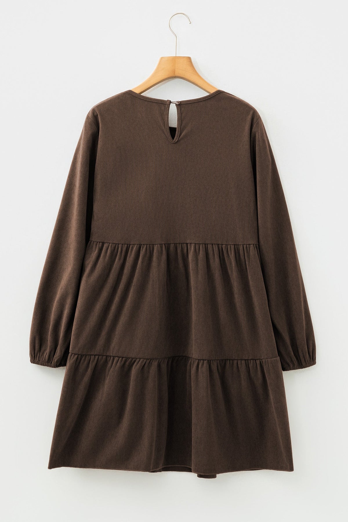 Solid Lantern Sleeve Tiered Mini Dress