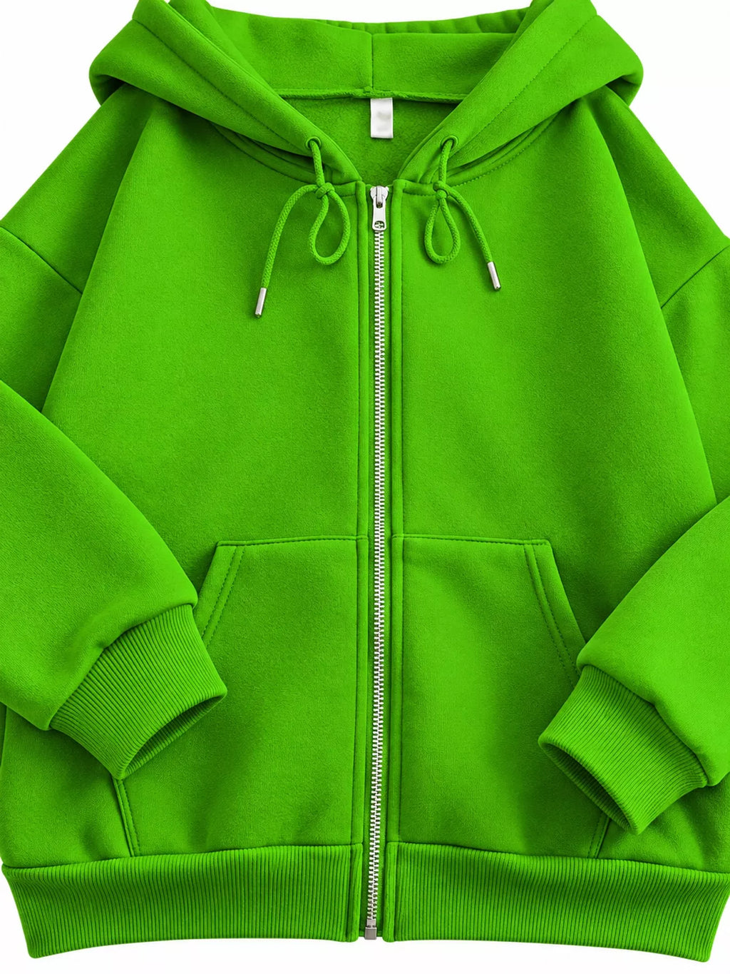 Full Size Oversized Solid Zip-Up Hoodie with Drawstring Plus Size