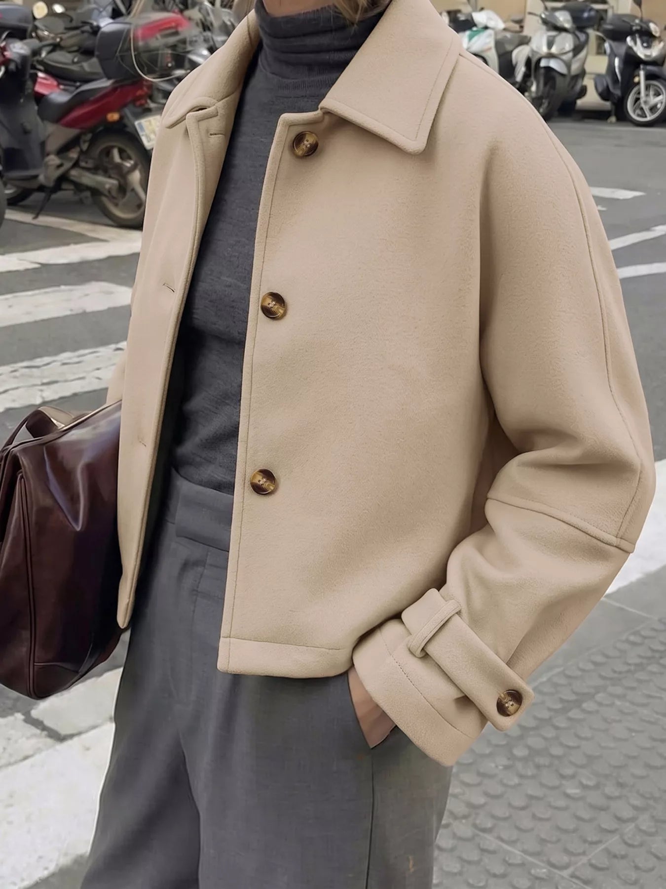 Collared Neck Button Up Jacket