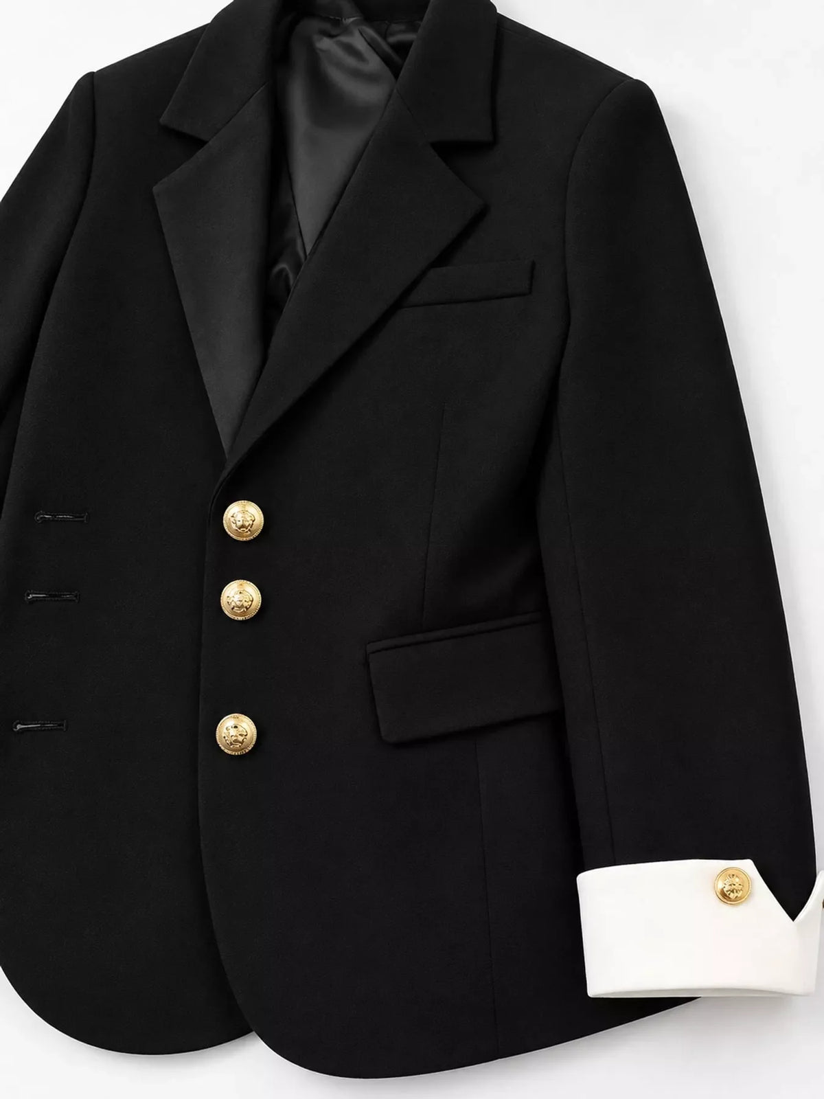 Full Size Single-Breasted Blazer with Gold Button Accents Plus Size