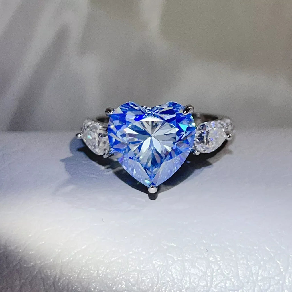 6 Carat 925 Sterling Silver Moissanite Heart Ring
