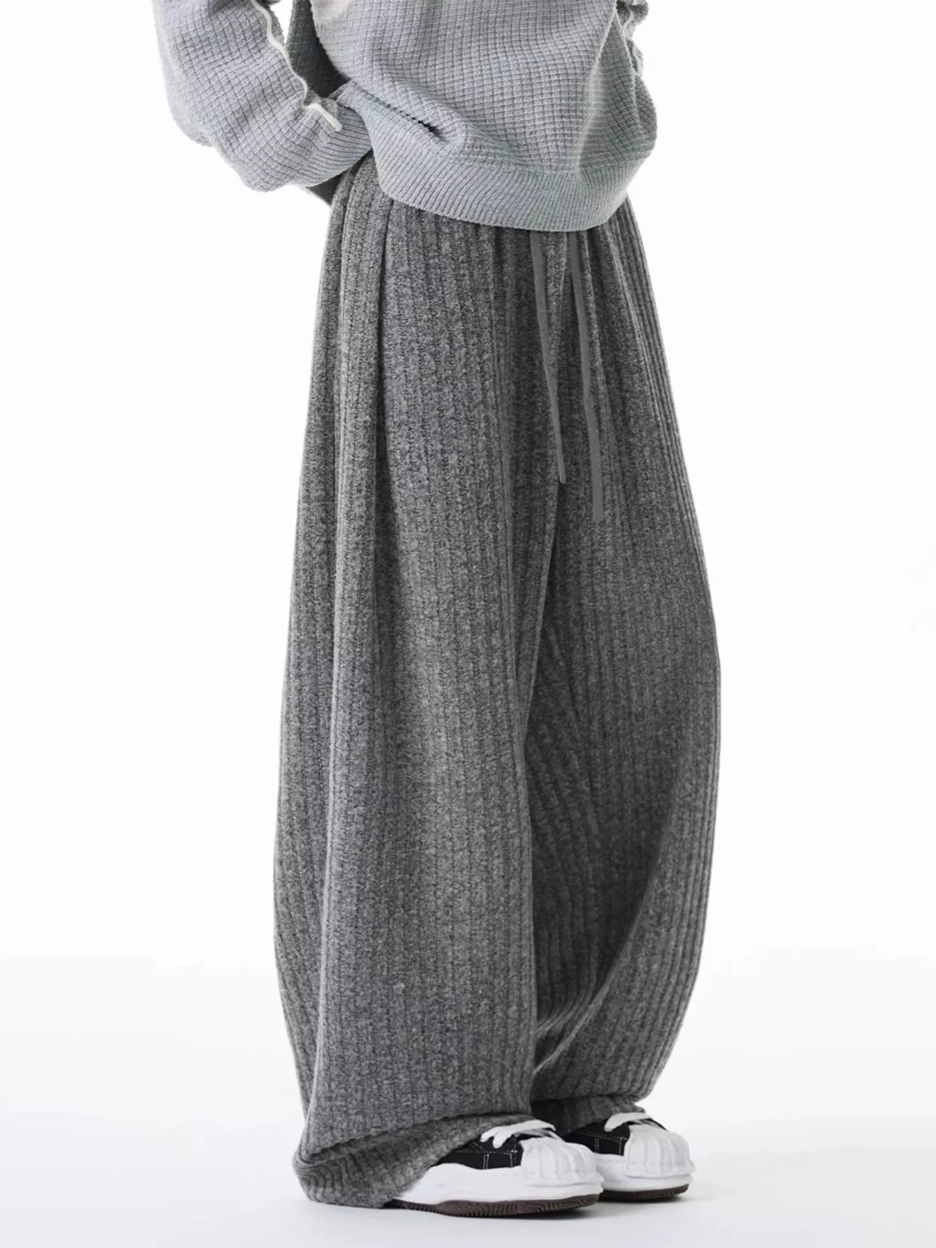 Men's Plus Size Relaxed Fit Ribbed Knit Pants