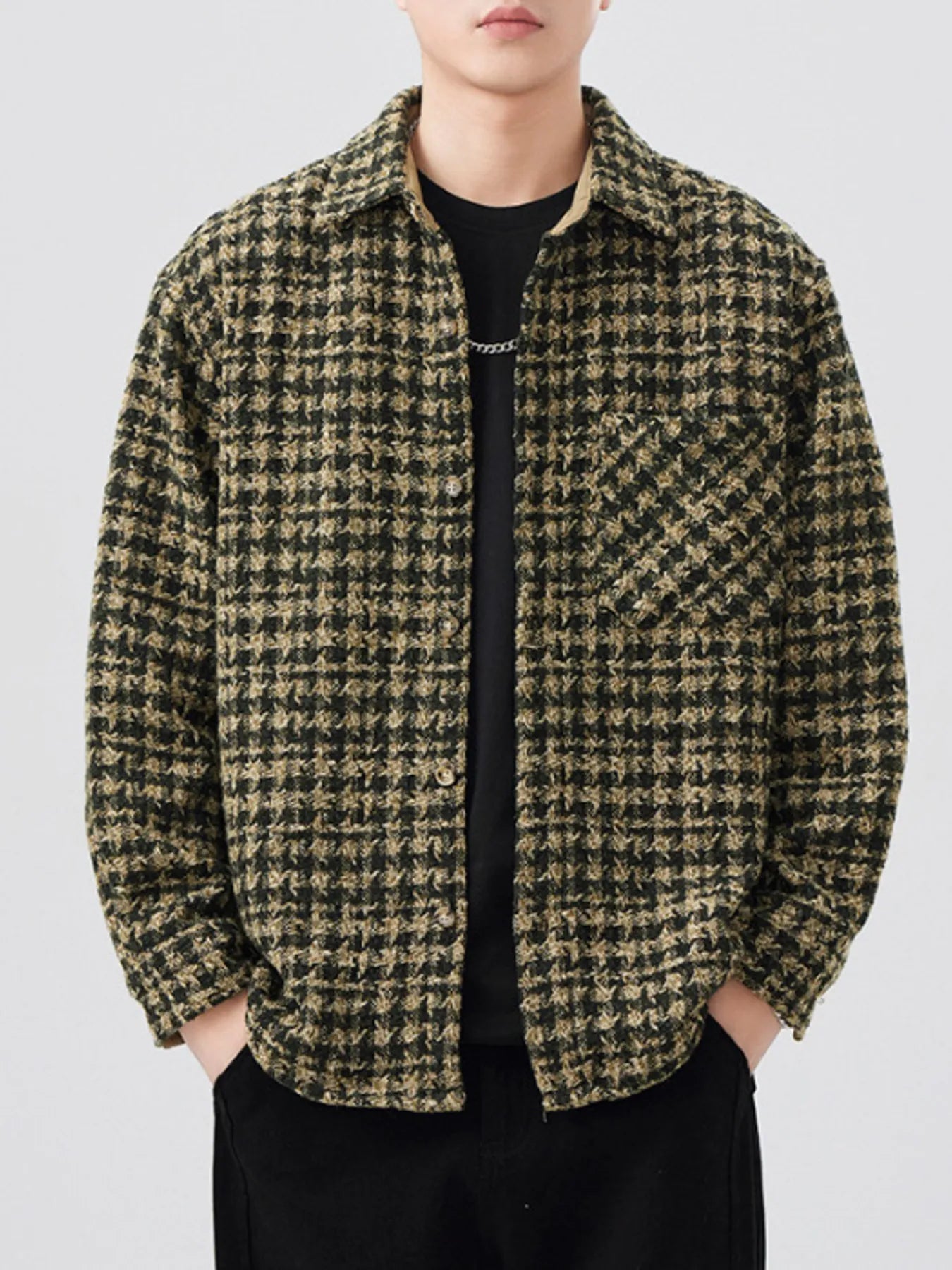 Men's Plus Size Button Up Long Sleeve Jacket