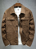 Men's Plus Size Button Up Denim Jacket with Chest Pockets