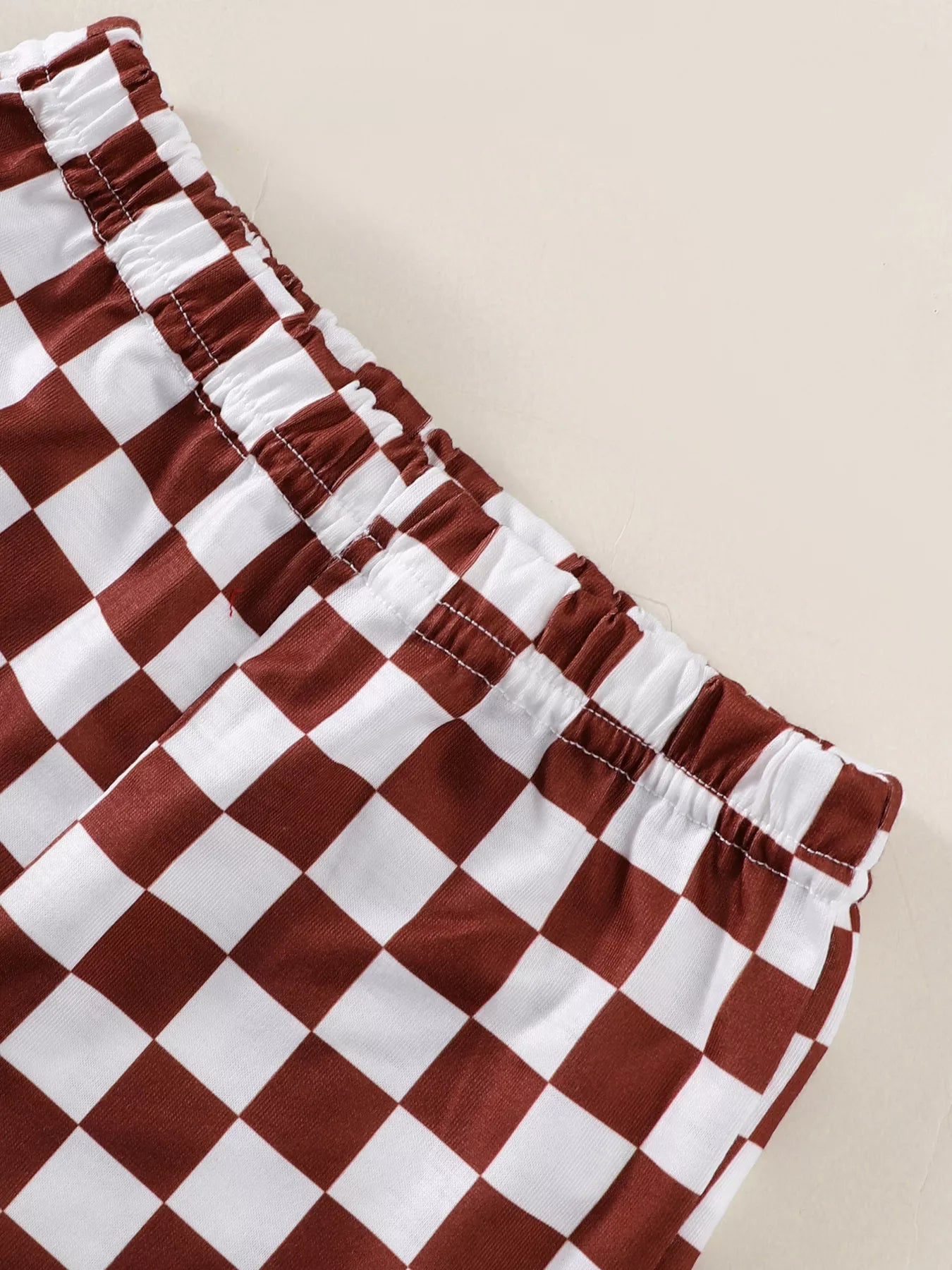 Children's Checkered Letter Tank Top & Shorts Set