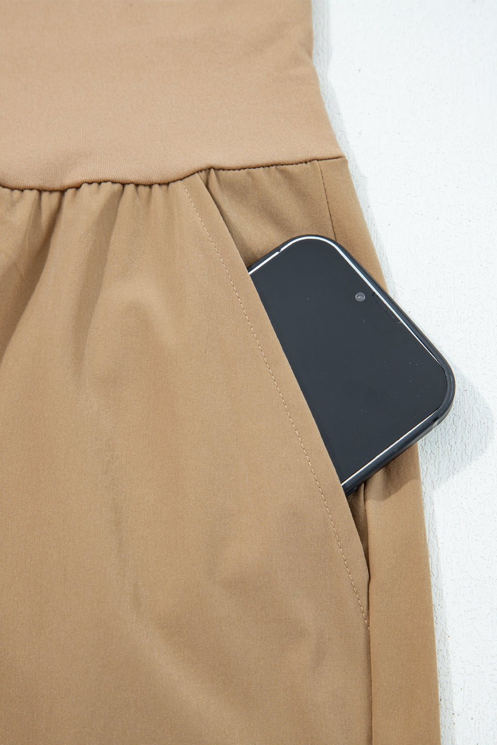 Solid Elastic High Waist Pocketed Cargo Jogger Pants